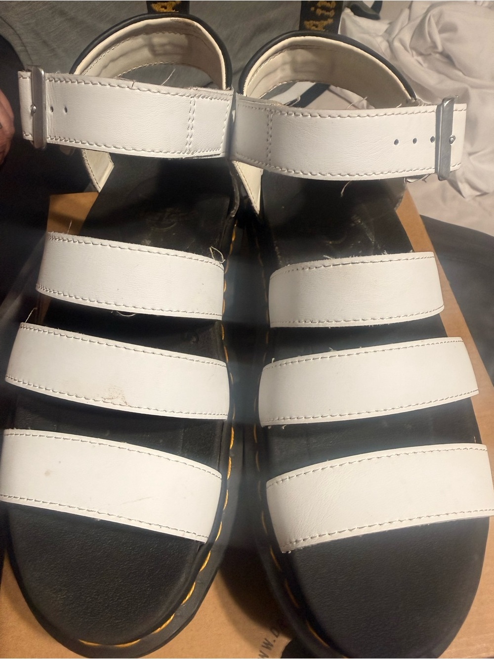 Blair White Multi-Strap Platform Sandals Dr martens